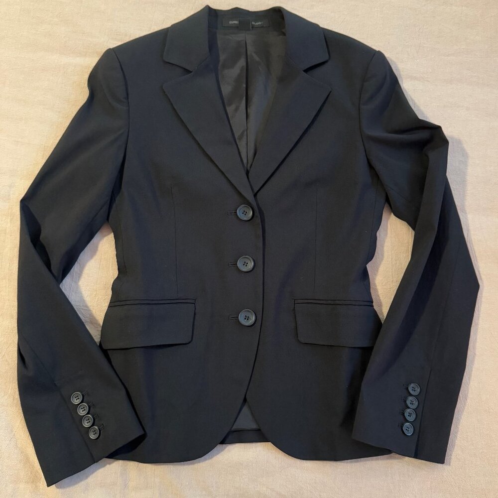Express Design Studio Tailored Black Three‎ Button Blazer Size 0